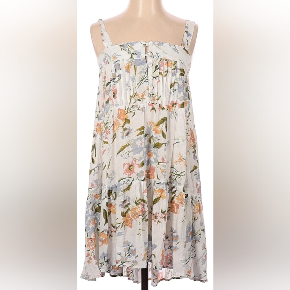 Raya Sun White Floral Print A-line Flowy Mini Sundress - Small